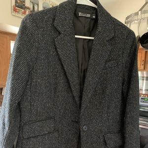 Tweed black blue and silver blazer